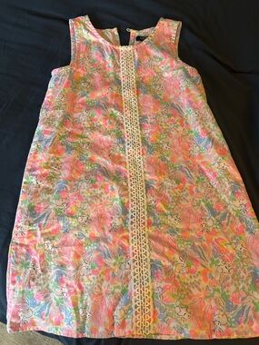 crown & ivy Pink Multi Floral Lace-Trim Sleeveless Dress